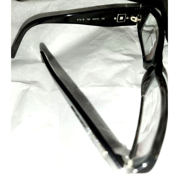 Bvlgari Black Crystal Temple Rectangle Eyeglasses Italy 475-B 799 53 16 135. - Picture 3 of 8